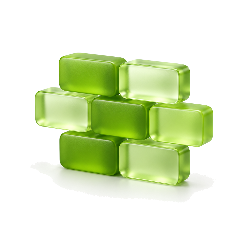The BRX brick mark in green glass